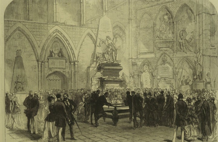 Figure 1: The Grave of Charles Dickens in Poets' Corner, Westminster Abbey.\" Illustrated London News, 25 June 1870, p. 652. The Illustrated London News Historical Archive, 1842-2003